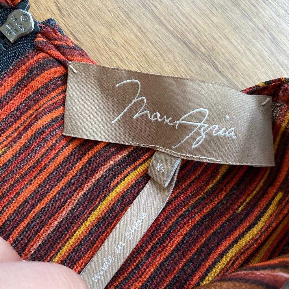 Max Azria Orange Pattern Asymmetrical Pattern Tank - image 2